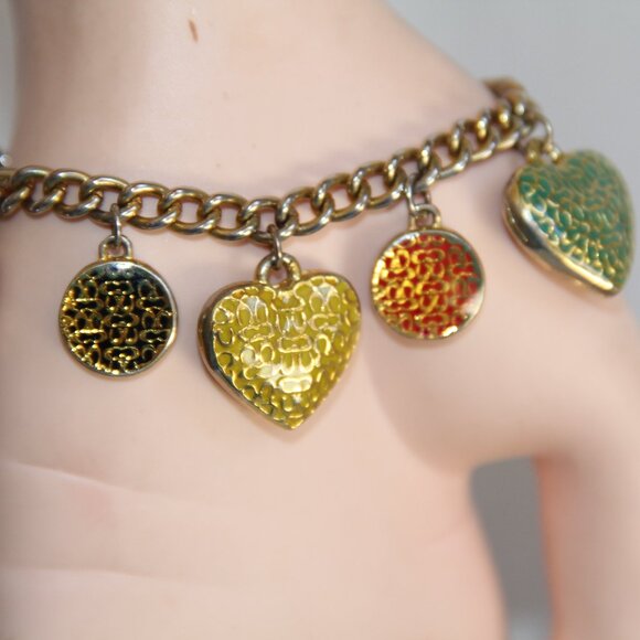 RARE Coach Puffed Heart & Disc Charm Bracelet. Limited Edition - Picture 7 of 15